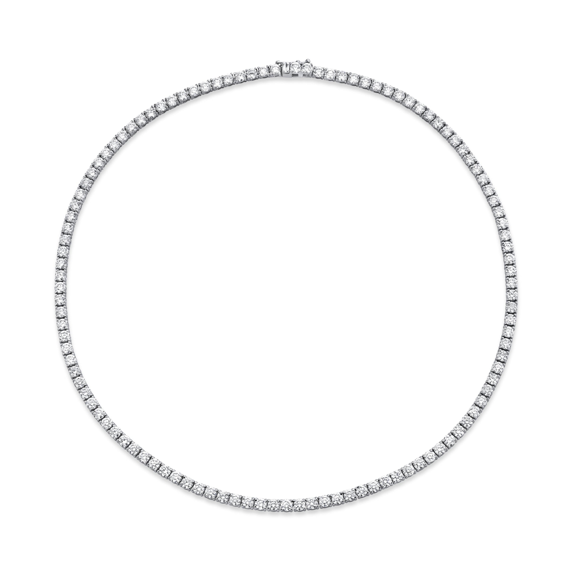 Straight Line 3.2mm Round Diamond 4-prong Necklace