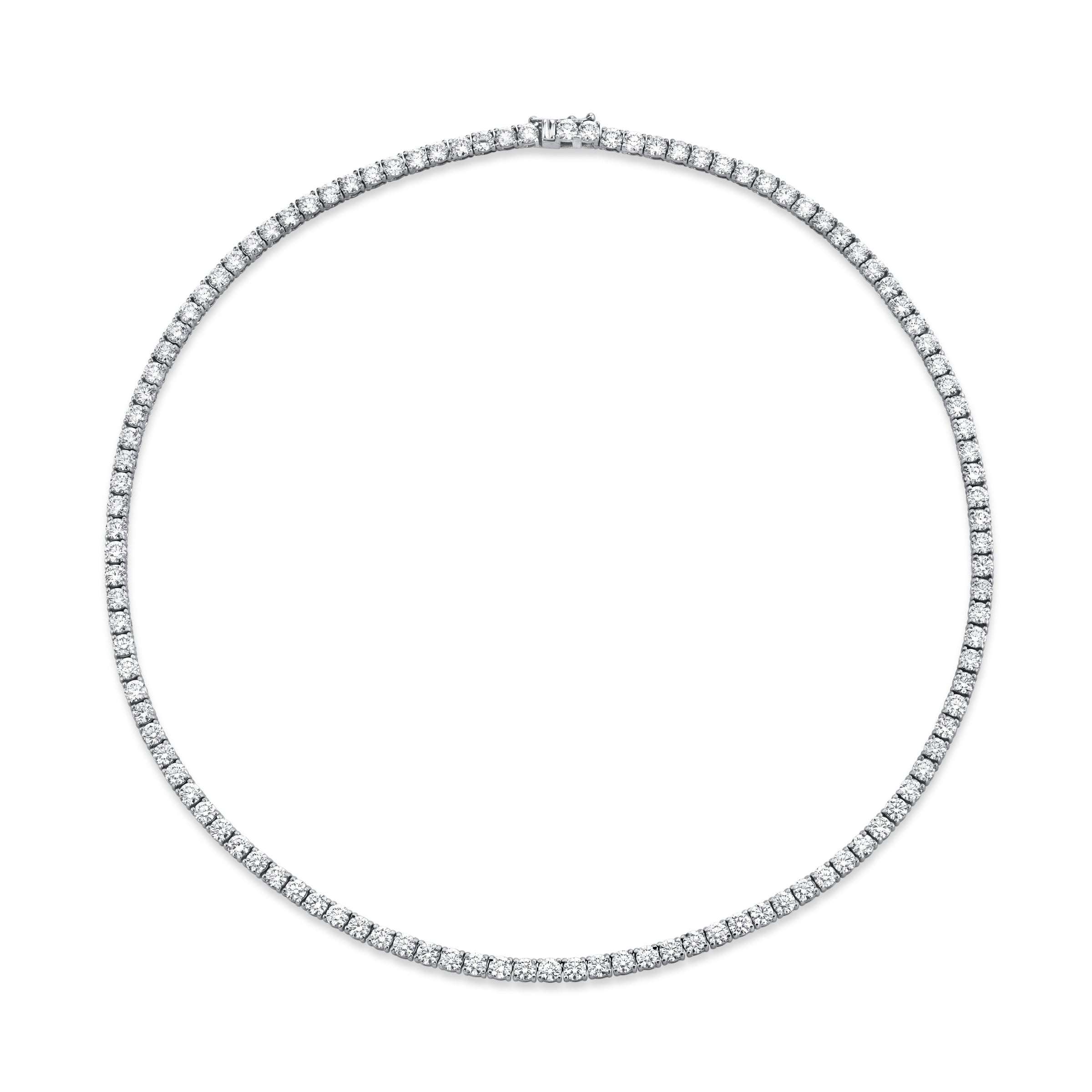 Straight Line 3.5mm Round Diamond 4-prong Necklace