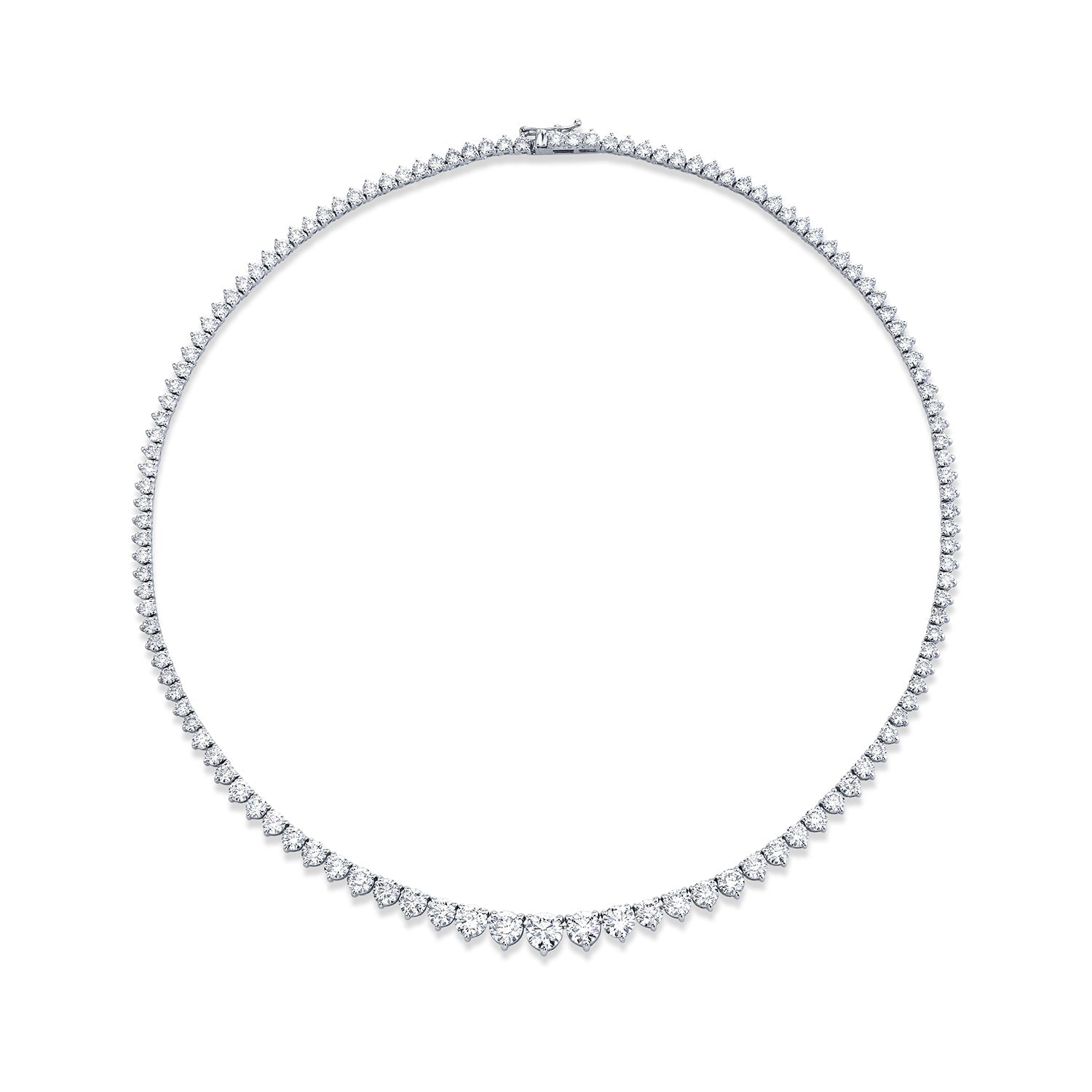 7.50 Carat Graduated Diamond Riviera 3-Prong Necklace