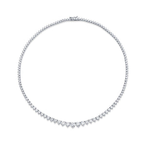 7.50 Carat Graduated Diamond Riviera 3-Prong Necklace