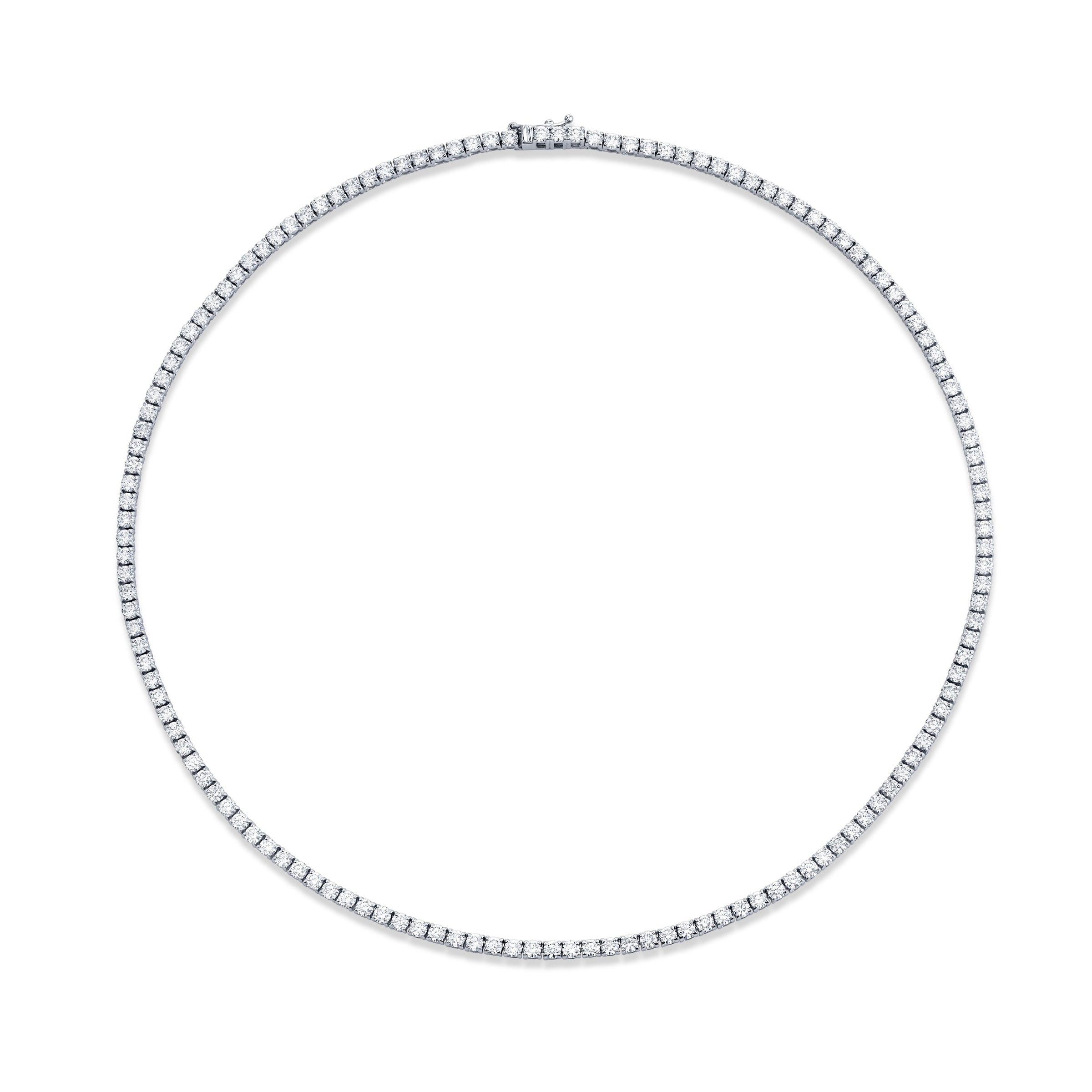 Straight Line 3.0mm Round Diamond 4-prong Necklace