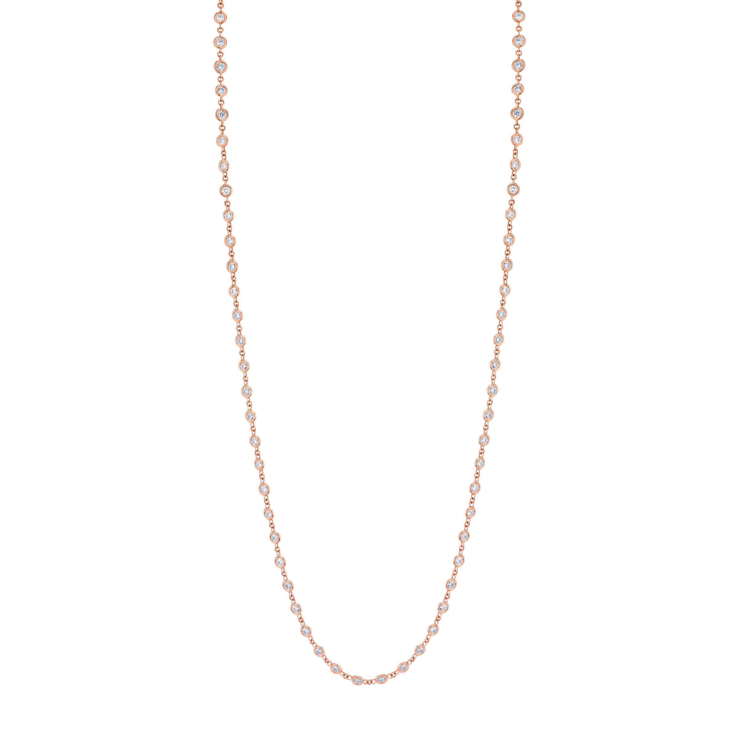 7 Carat Yellow Gold Round Brilliant Diamonds By the Yard Necklace