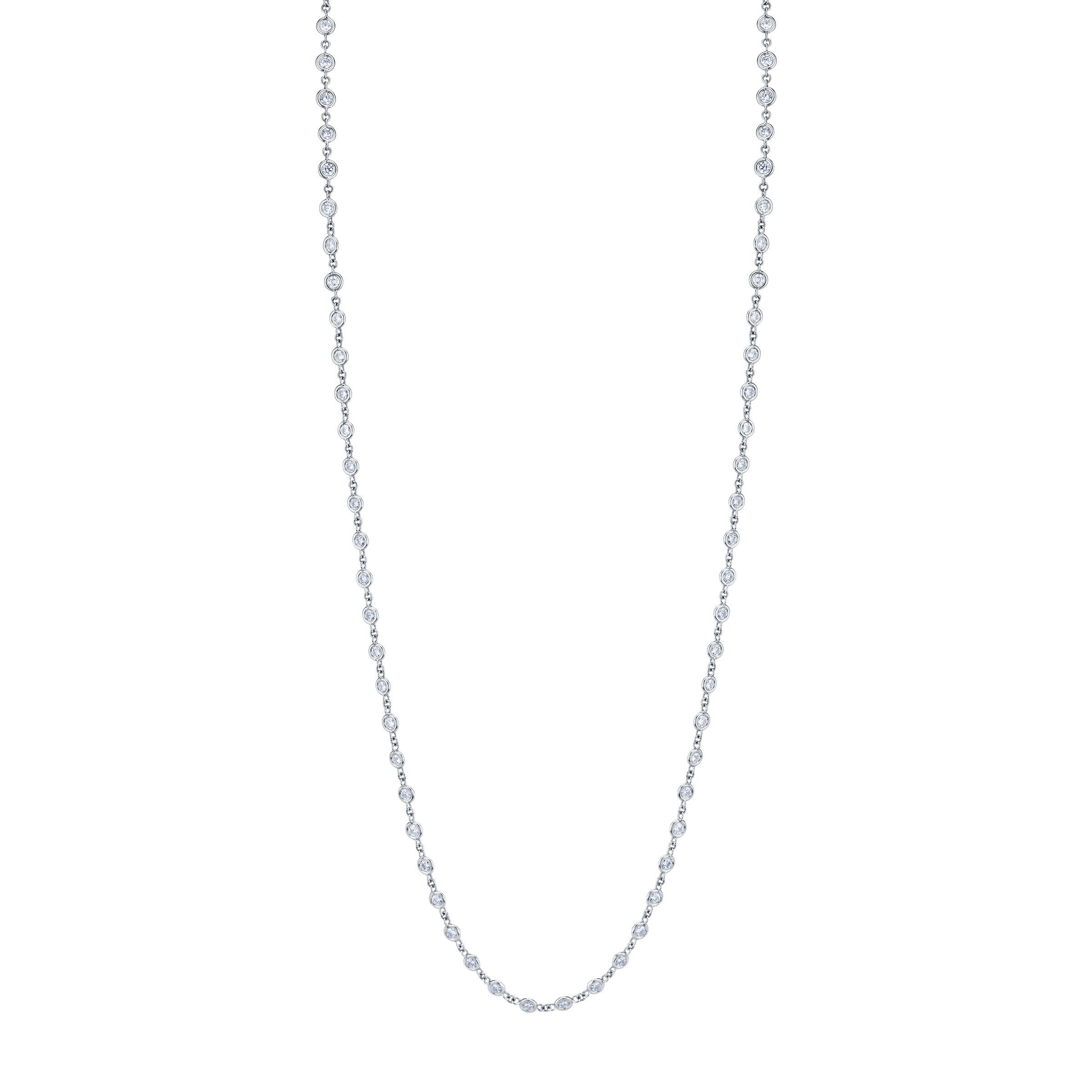 7 Carat Yellow Gold Round Brilliant Diamonds By the Yard Necklace