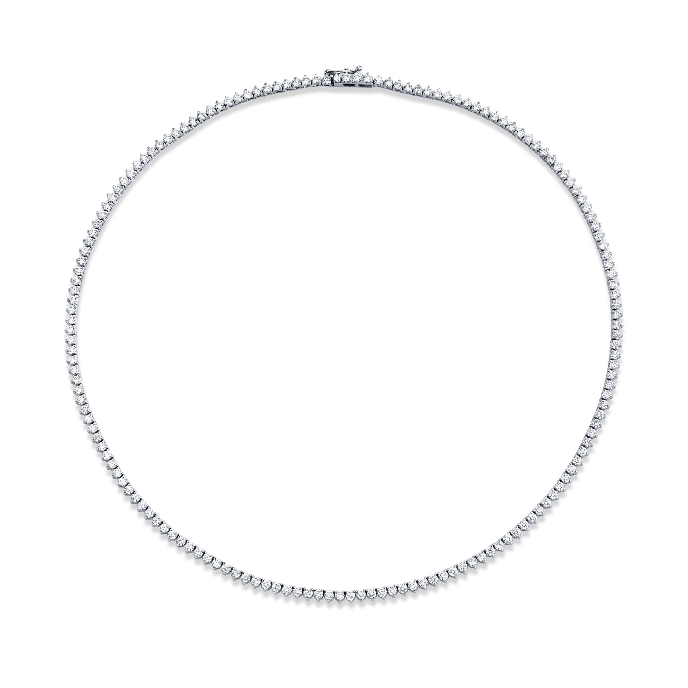 Straight Line 2.2mm Round Diamond 3-prong Necklace