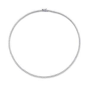 Straight Line 2.2mm Round Diamond 3-prong Necklace