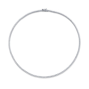 Straight Line 2.5mm Round Diamond 3-prong Necklace