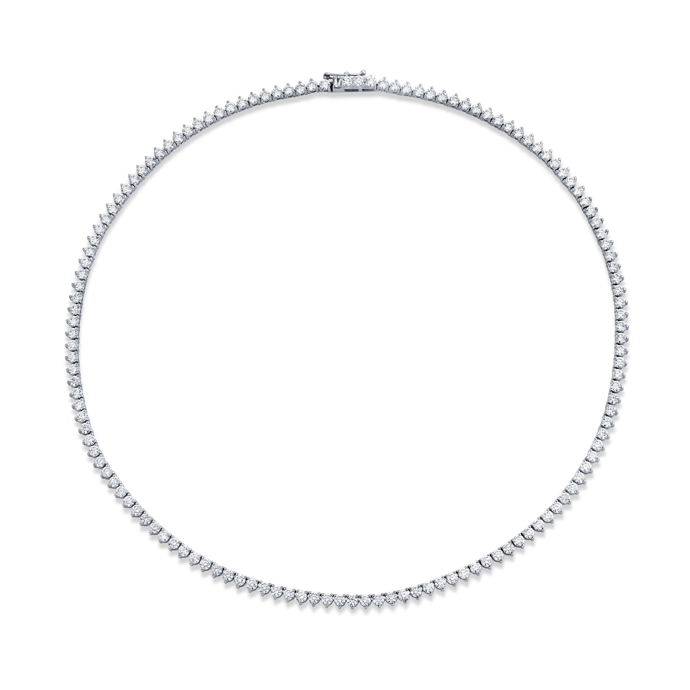 Straight Line 2.7mm Round Diamond 3-prong Necklace