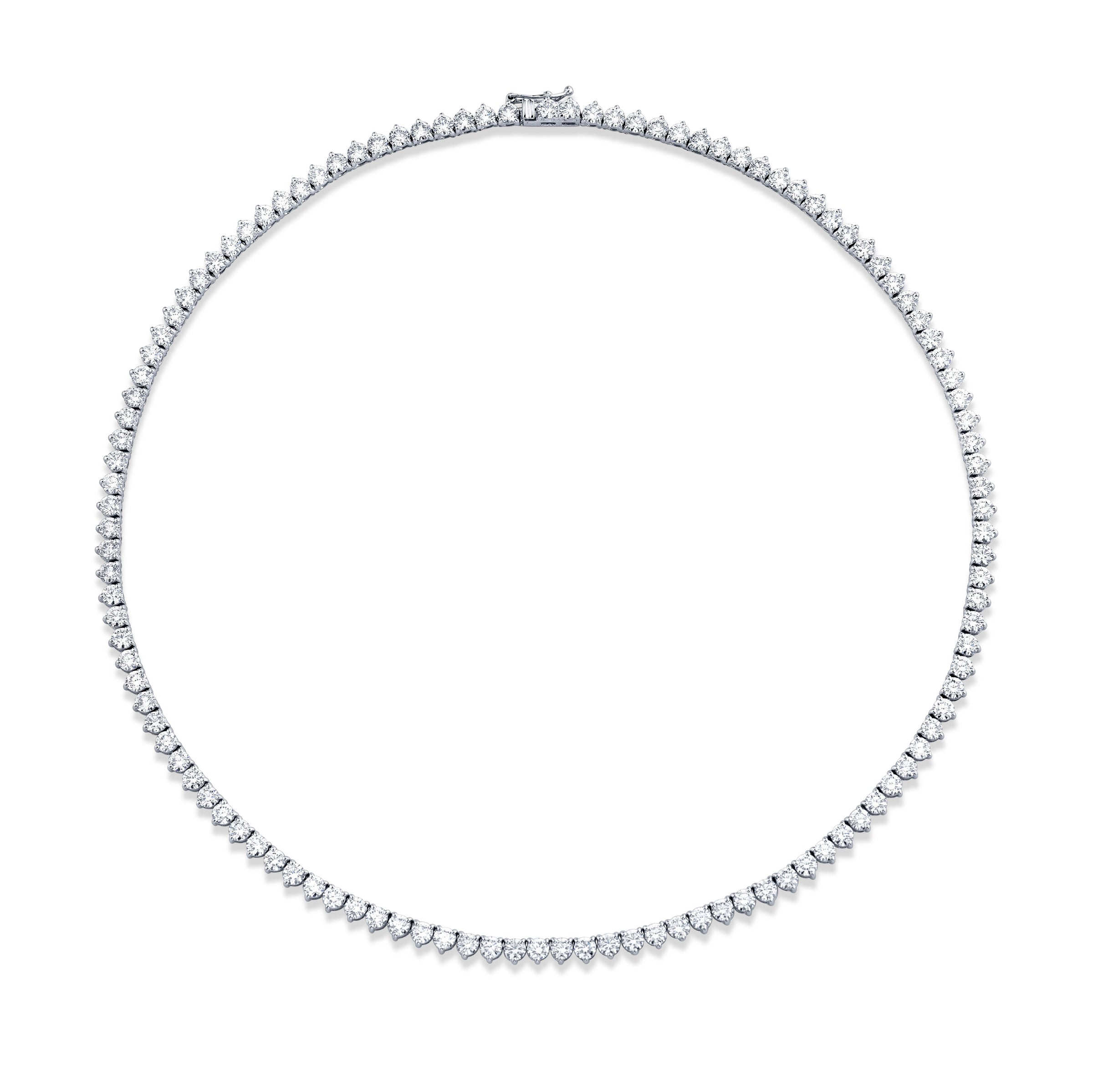 Straight Line 3.2mm Round Diamond 3-prong Necklace