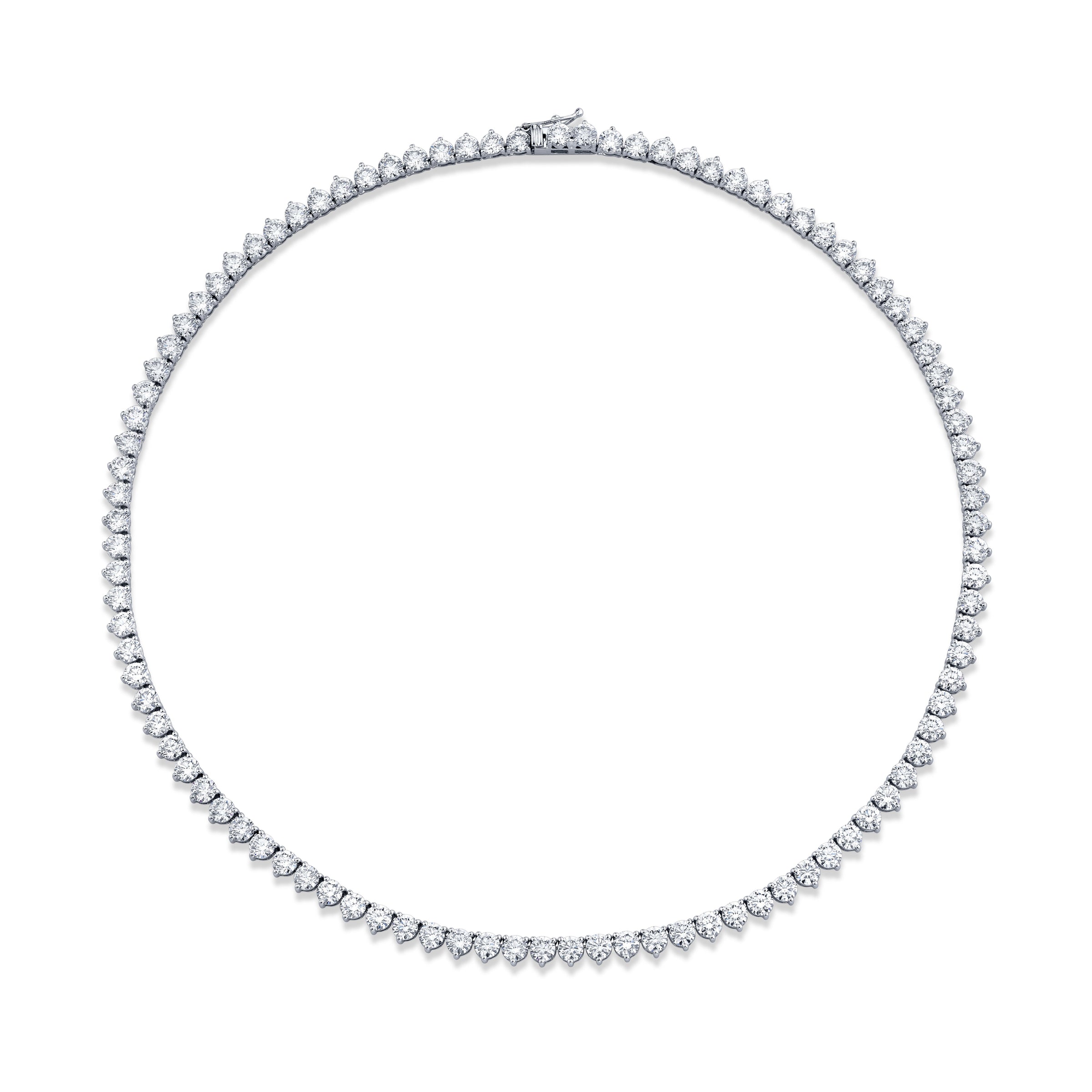 Straight Line 4.0mm Round Diamond 3-prong Necklace