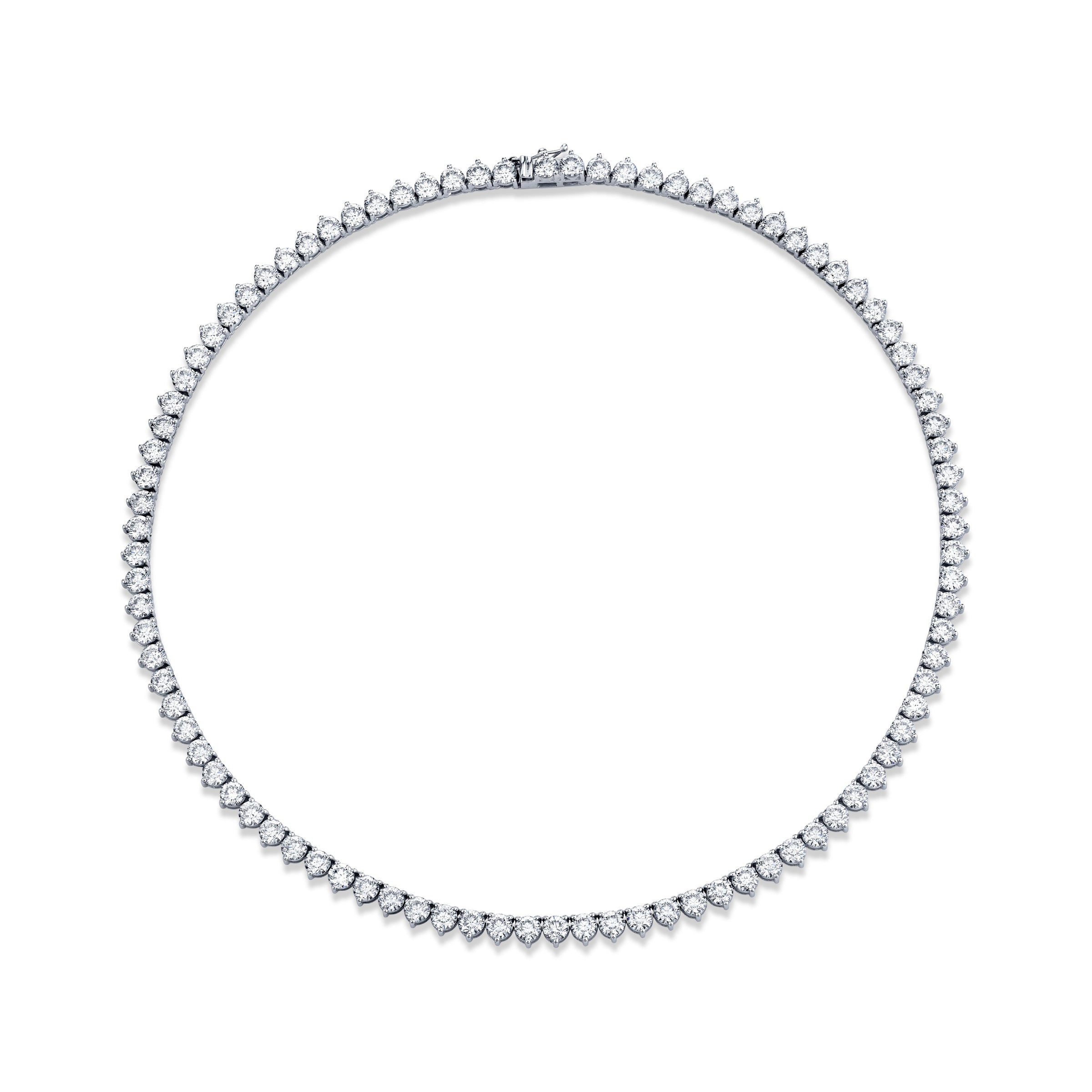 Straight Line 4.2mm Round Diamond 3-prong Necklace