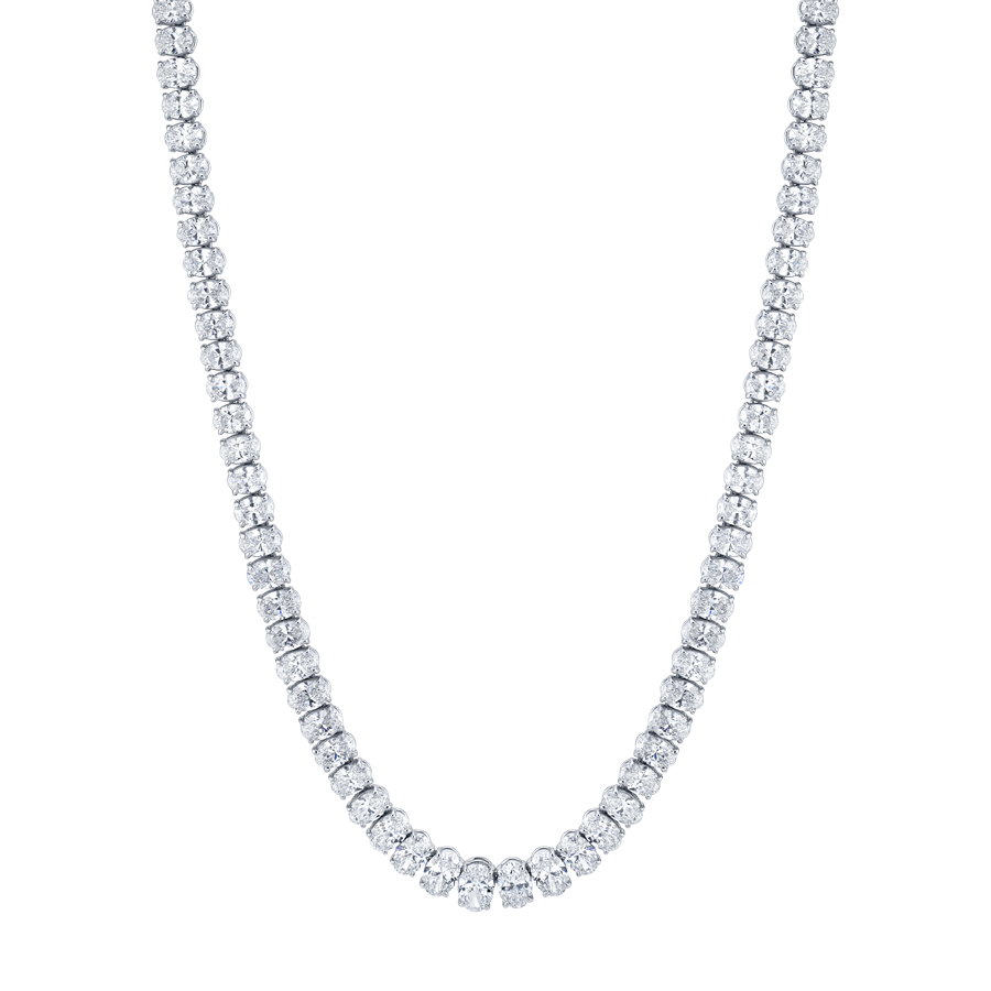 Graduated Oval Cut Riviera Necklace in Platinum