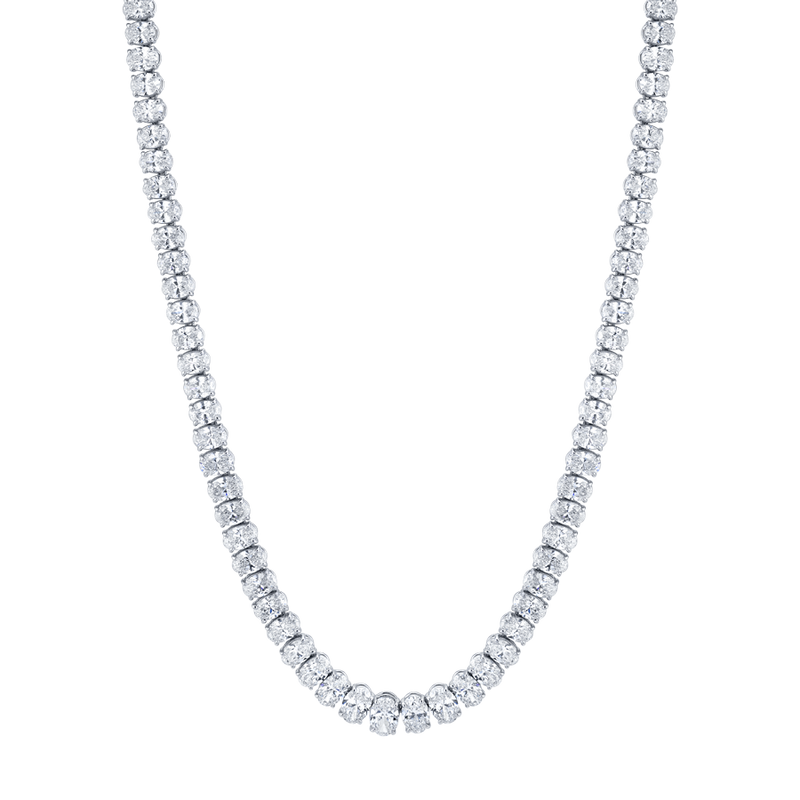 Graduated Oval Cut Riviera Necklace in Platinum