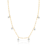 2.56 Carat 18k Yellow Gold Diamond Charm Necklace with Fancy Shapes