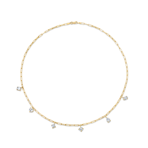 2.56 Carat 18k Yellow Gold Diamond Charm Necklace with Fancy Shapes