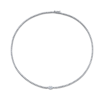 Straightline necklace with a marquise center stone