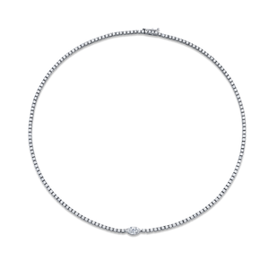 Straightline necklace with a marquise center stone
