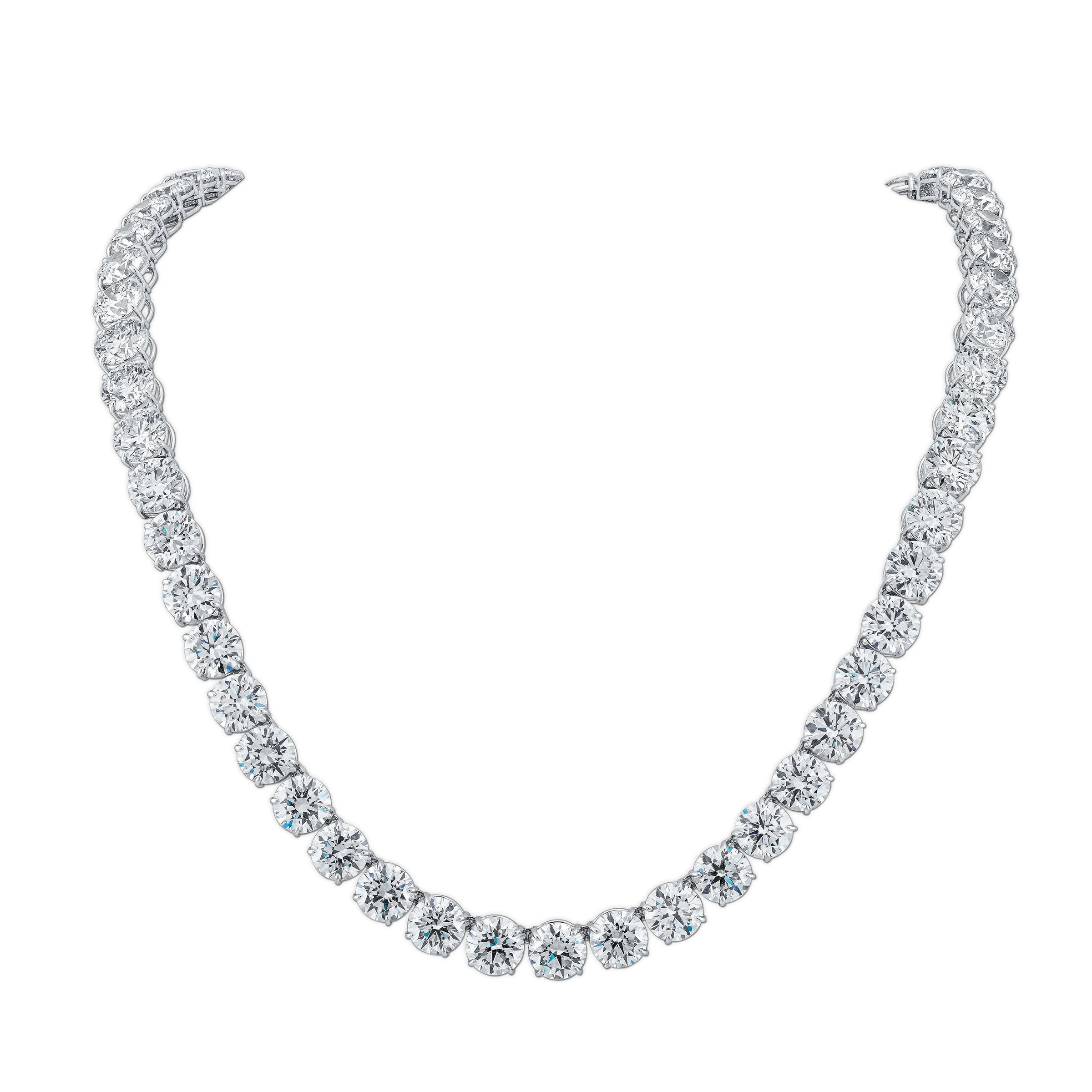 Straight Line Round Diamond Necklace 4-Prong