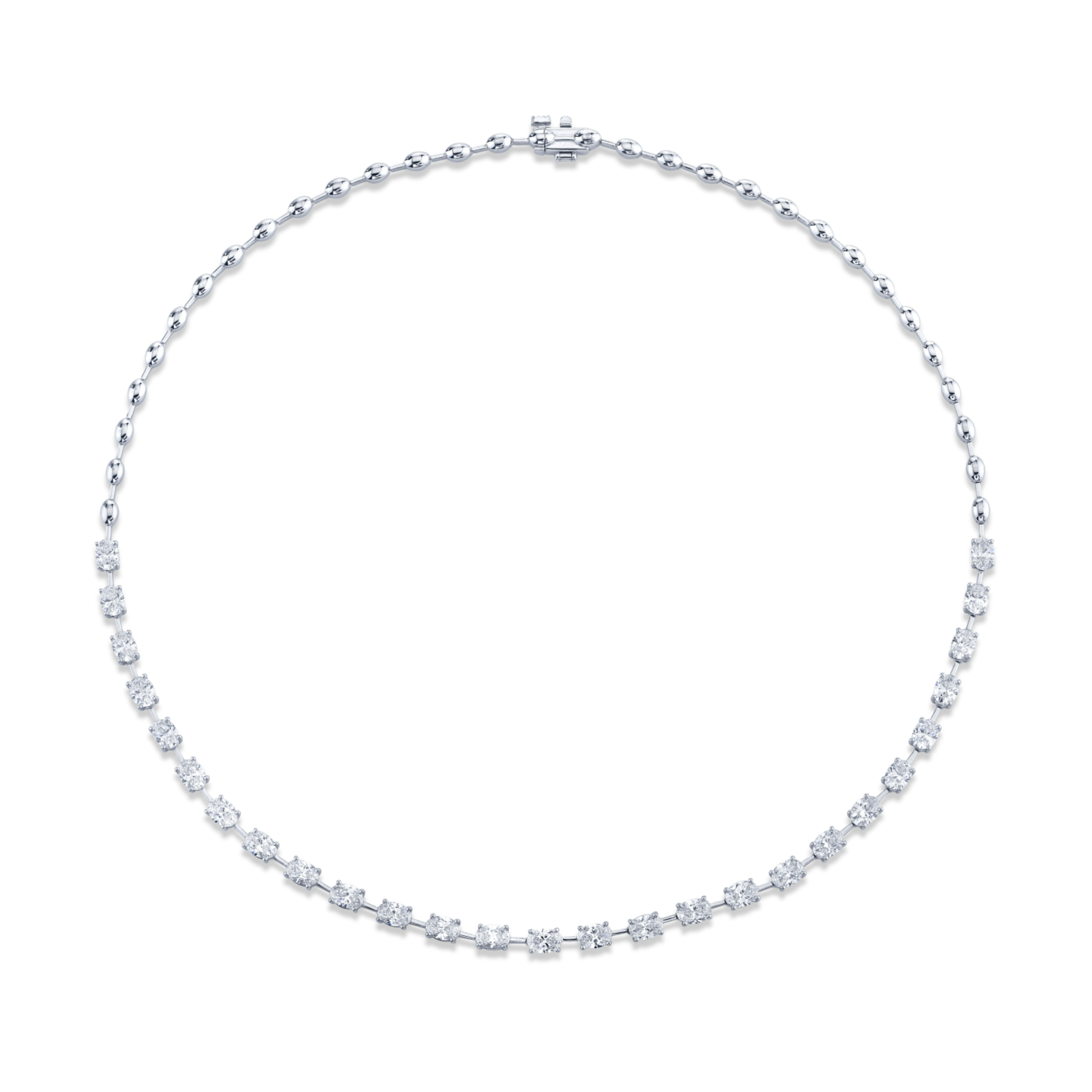 East West Oval Diamond Bar Set Necklace