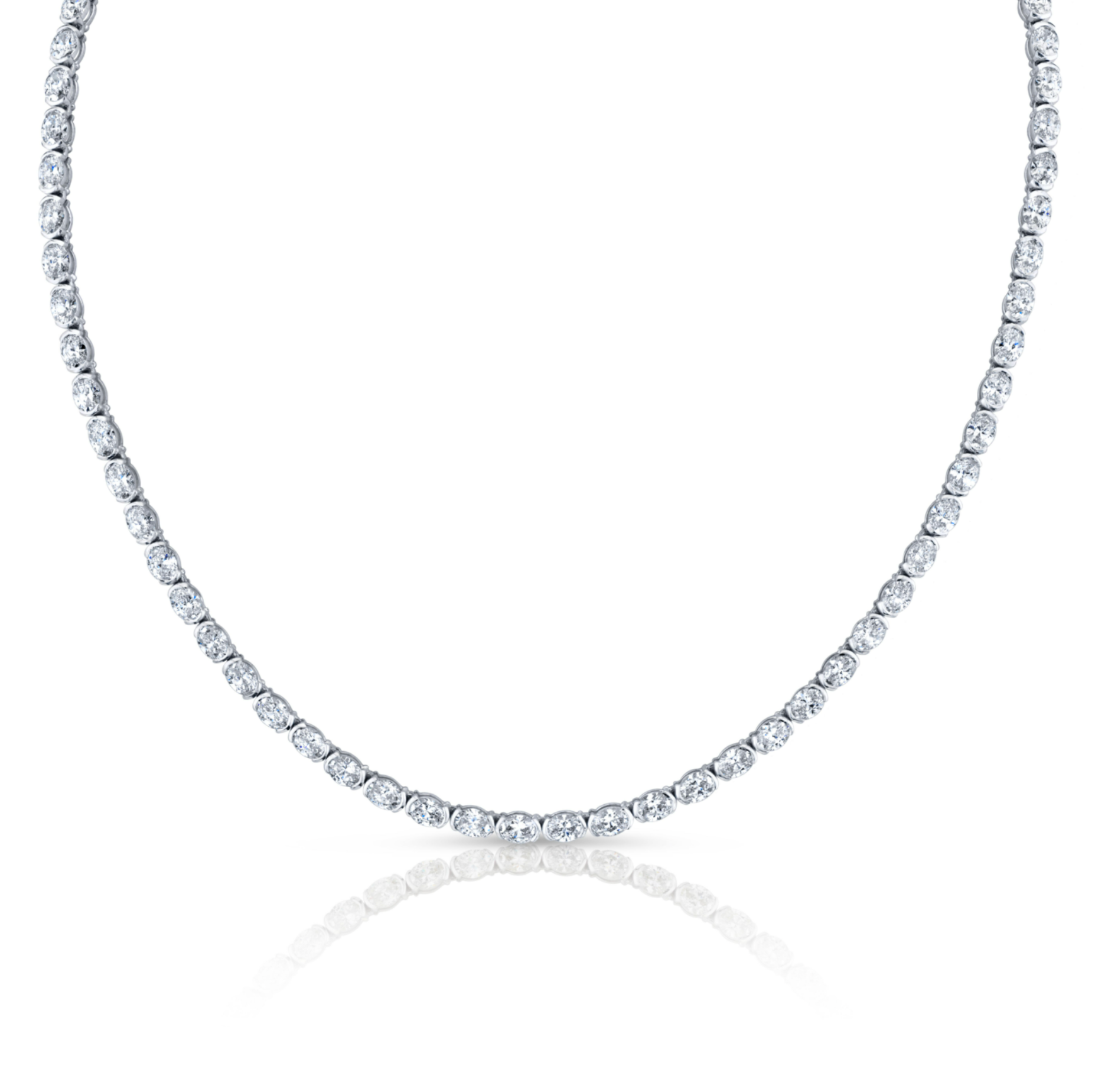 East West Straight Line Oval Diamond Necklace