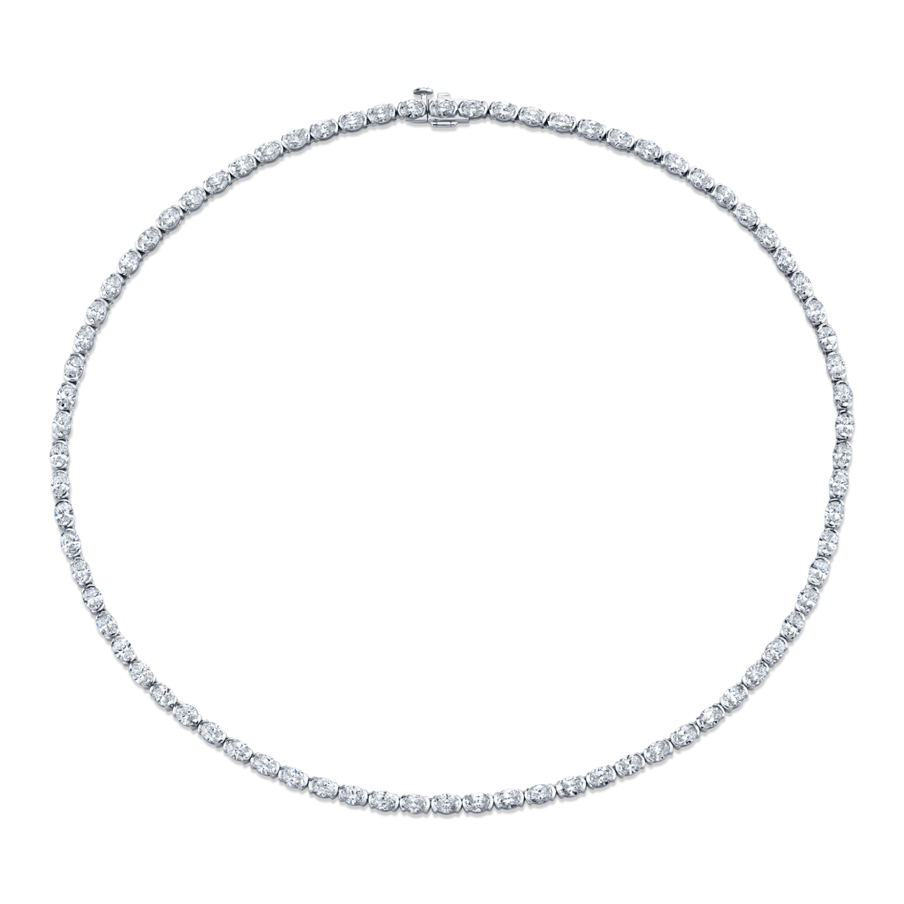 East West Straight Line Oval Diamond Necklace