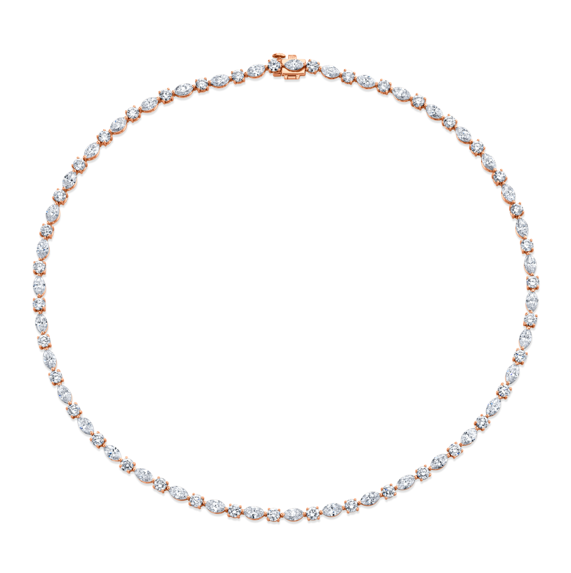 Alternating Round and Marquise-Cut Diamond Necklace