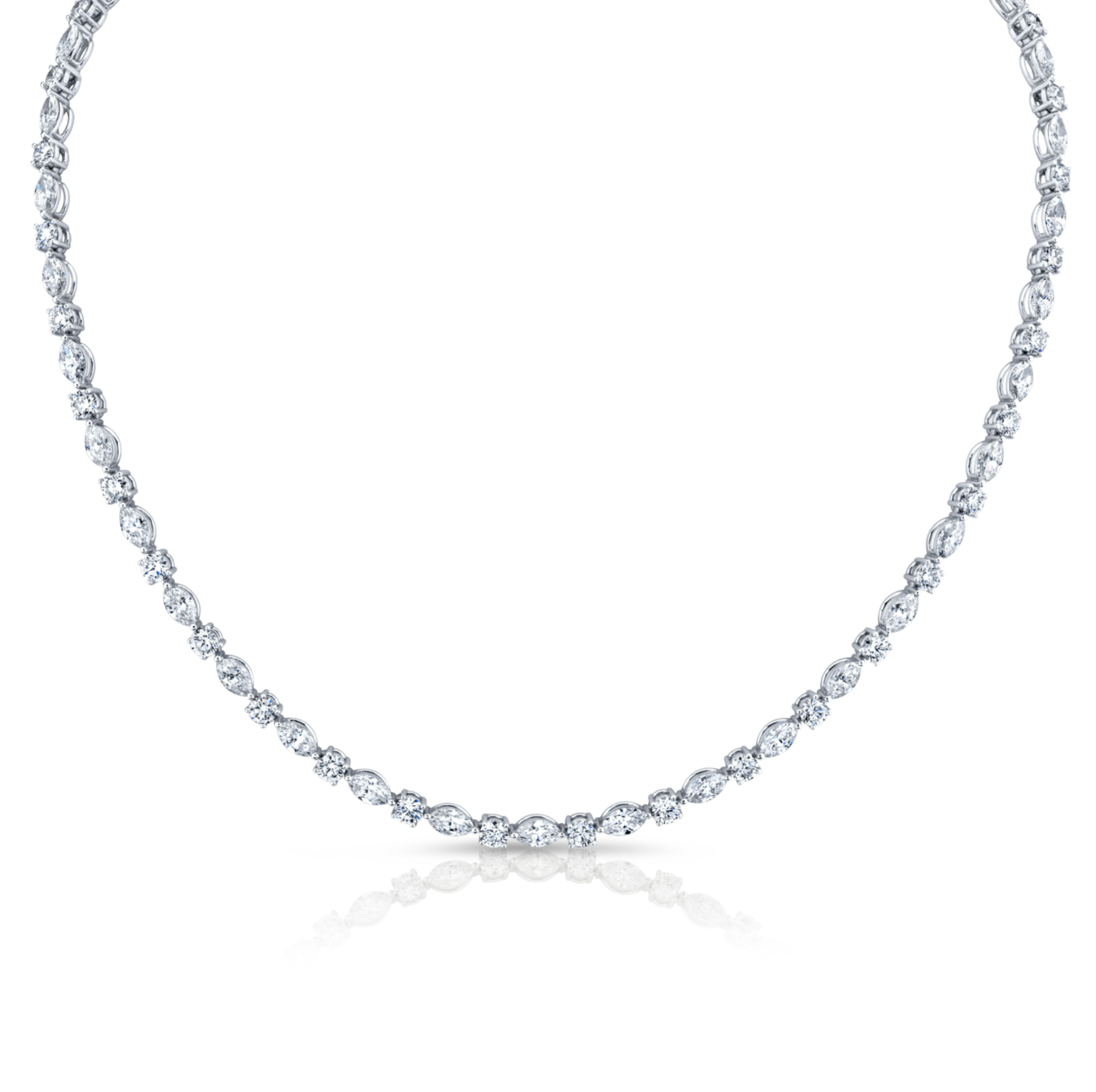 Alternating Round and Marquise-Cut Diamond Necklace