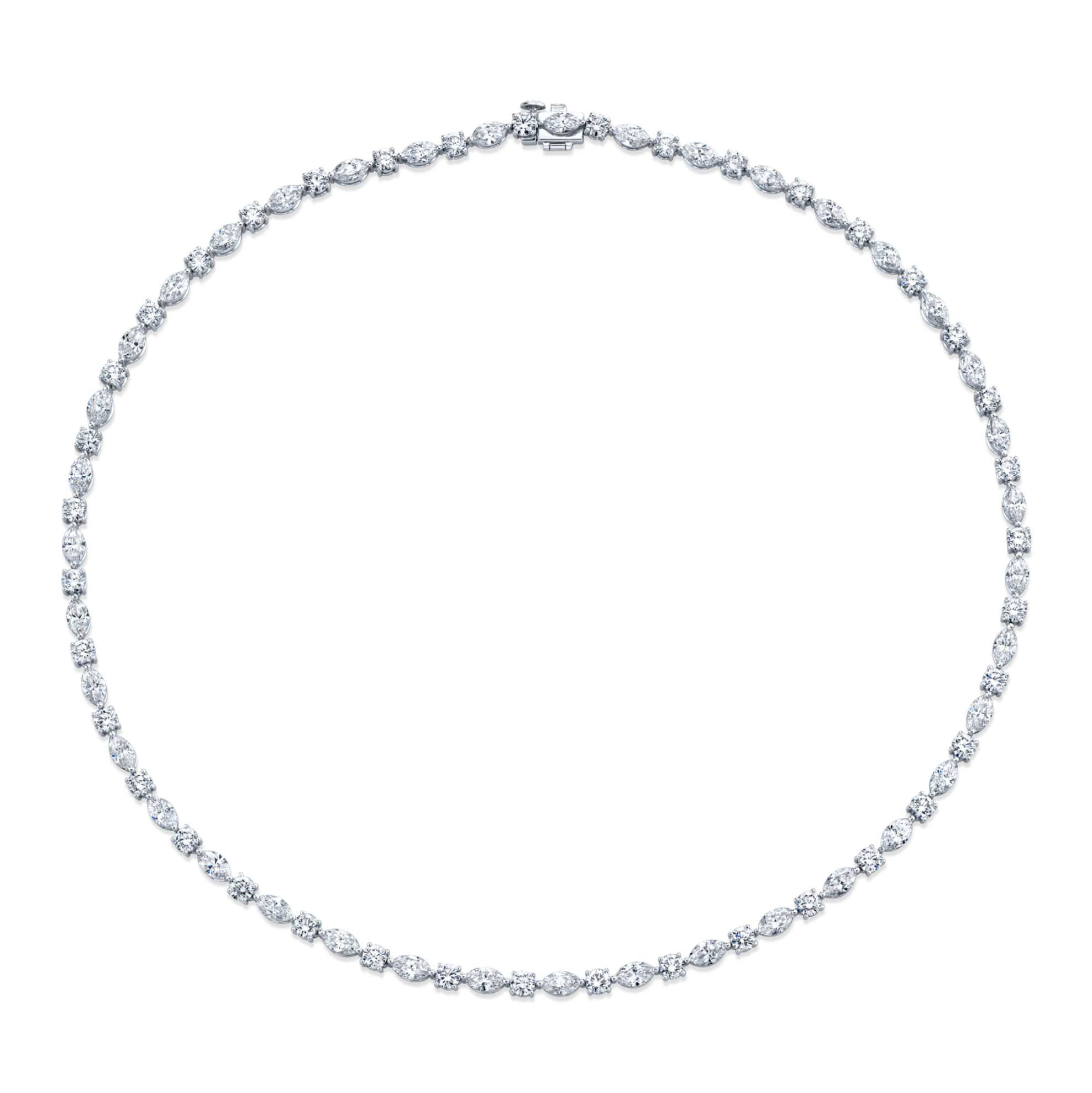 Alternating Round and Marquise-Cut Diamond Necklace