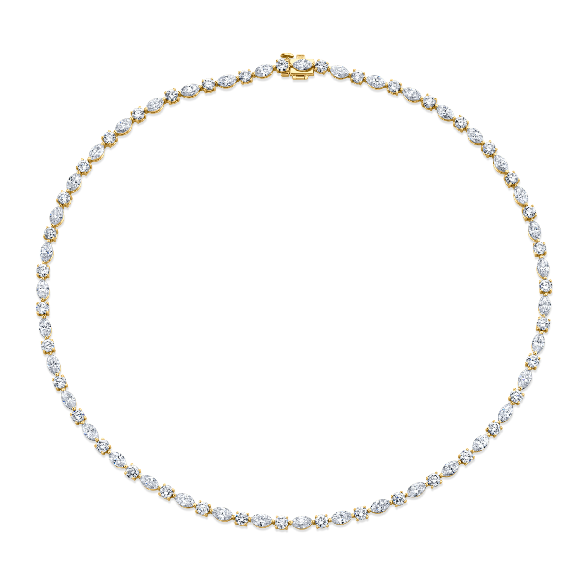 Alternating Round and Marquise-Cut Diamond Necklace