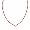 Straight Line Ruby  Necklace with Diamond Accent