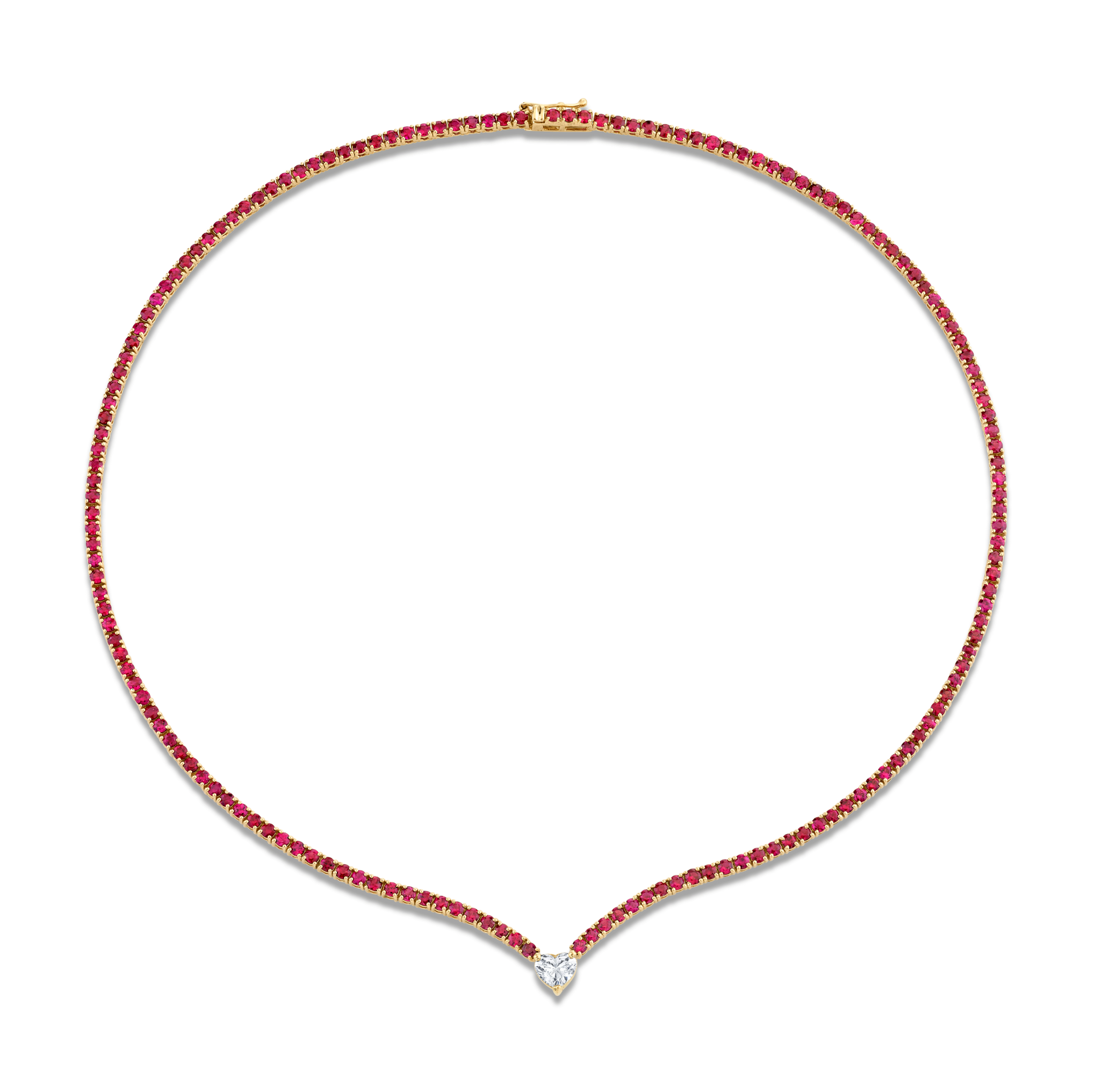 Straight Line Ruby  Necklace with Diamond Accent