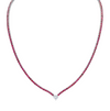 Straight Line Ruby  Necklace with Diamond Accent
