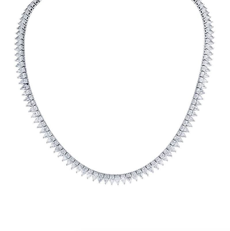Straight Line Pear Diamond Necklace