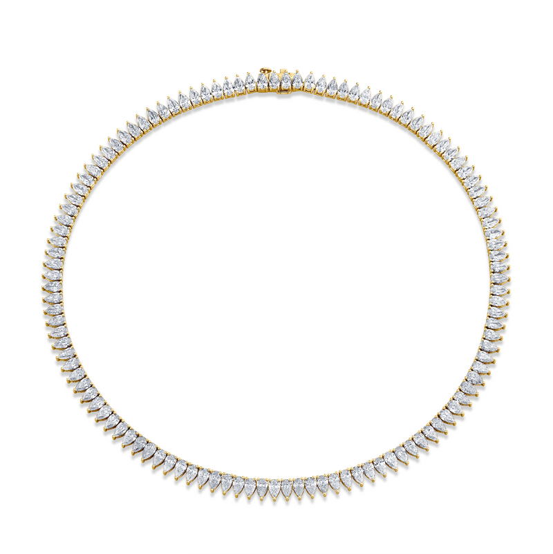 Straight Line Pear Diamond Necklace