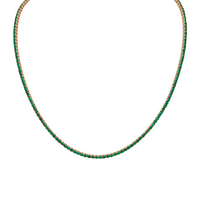 6.27 Carat 18k Yellow Gold Green Emerald Straight Line Necklace