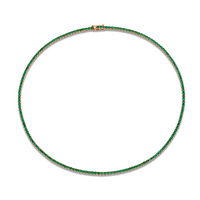 6.27 Carat 18k Yellow Gold Green Emerald Straight Line Necklace