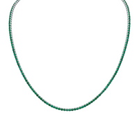 6.27 Carat 18k Yellow Gold Green Emerald Straight Line Necklace