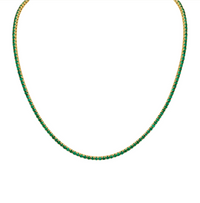 6.27 Carat 18k Yellow Gold Green Emerald Straight Line Necklace