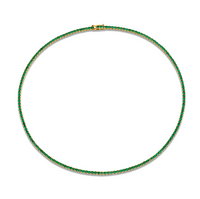 6.27 Carat 18k Yellow Gold Green Emerald Straight Line Necklace