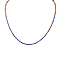 9.06 Carat 18k White Gold Blue Sapphire Straight Line Necklace