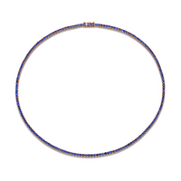 9.06 Carat 18k White Gold Blue Sapphire Straight Line Necklace