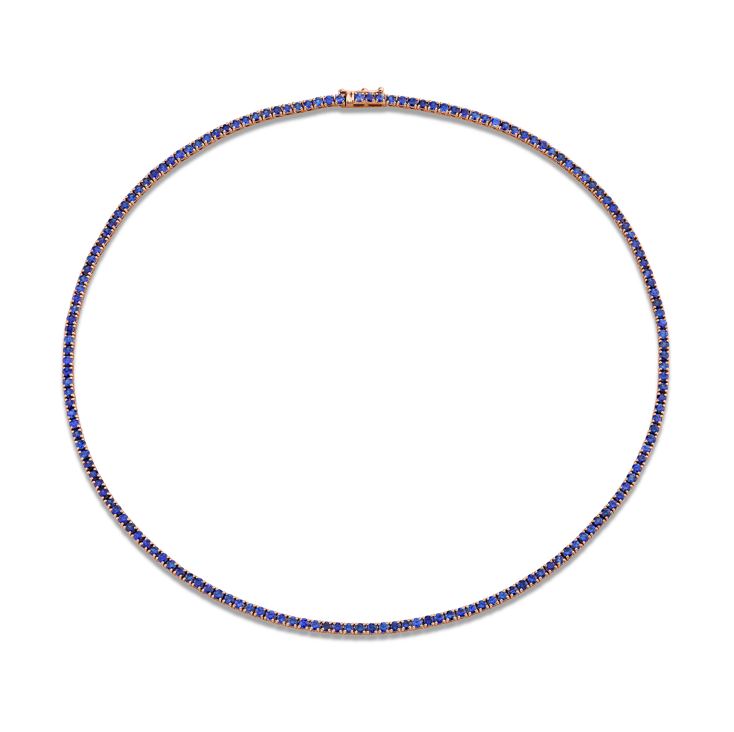 9.06 Carat 18k White Gold Blue Sapphire Straight Line Necklace