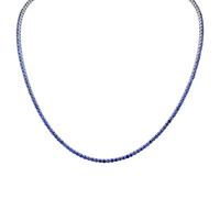9.06 Carat 18k White Gold Blue Sapphire Straight Line Necklace