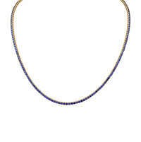 9.06 Carat 18k White Gold Blue Sapphire Straight Line Necklace