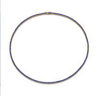 9.06 Carat 18k White Gold Blue Sapphire Straight Line Necklace