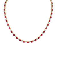 28.20 Carat 18k White Gold Oval Ruby Necklace