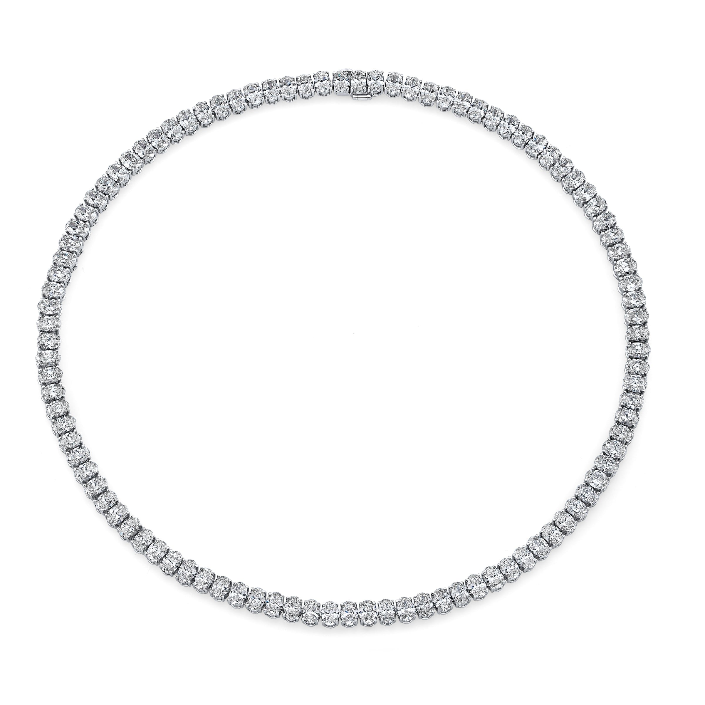 Straight Line Oval Diamond Necklace