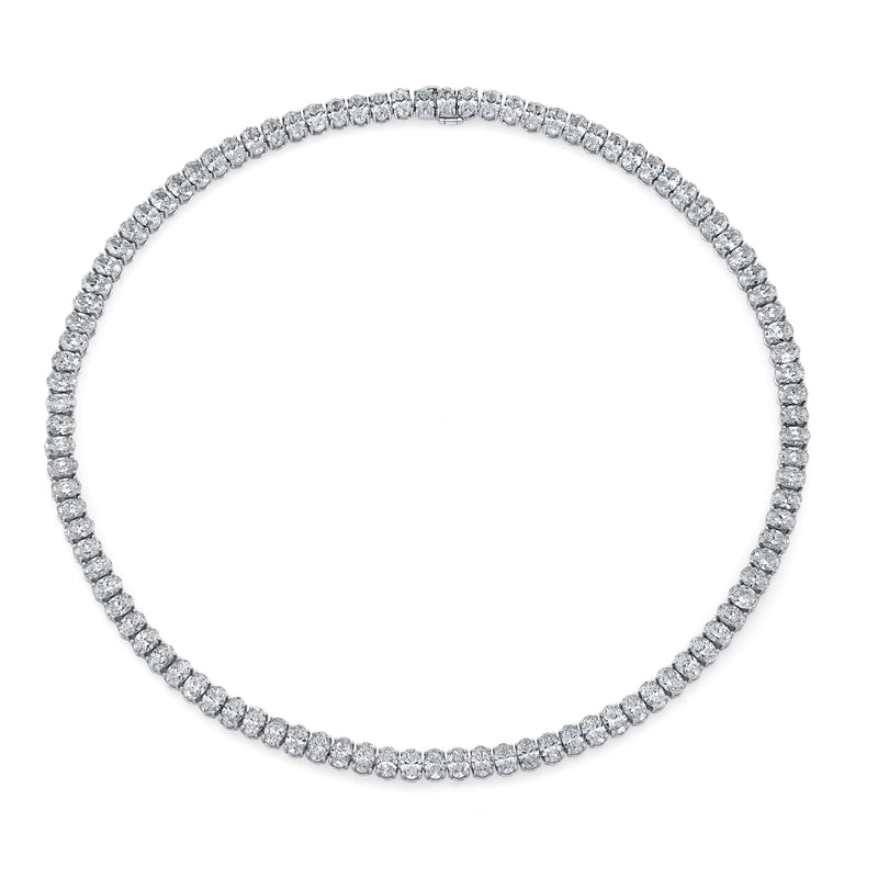 Straight Line Oval Diamond Necklace