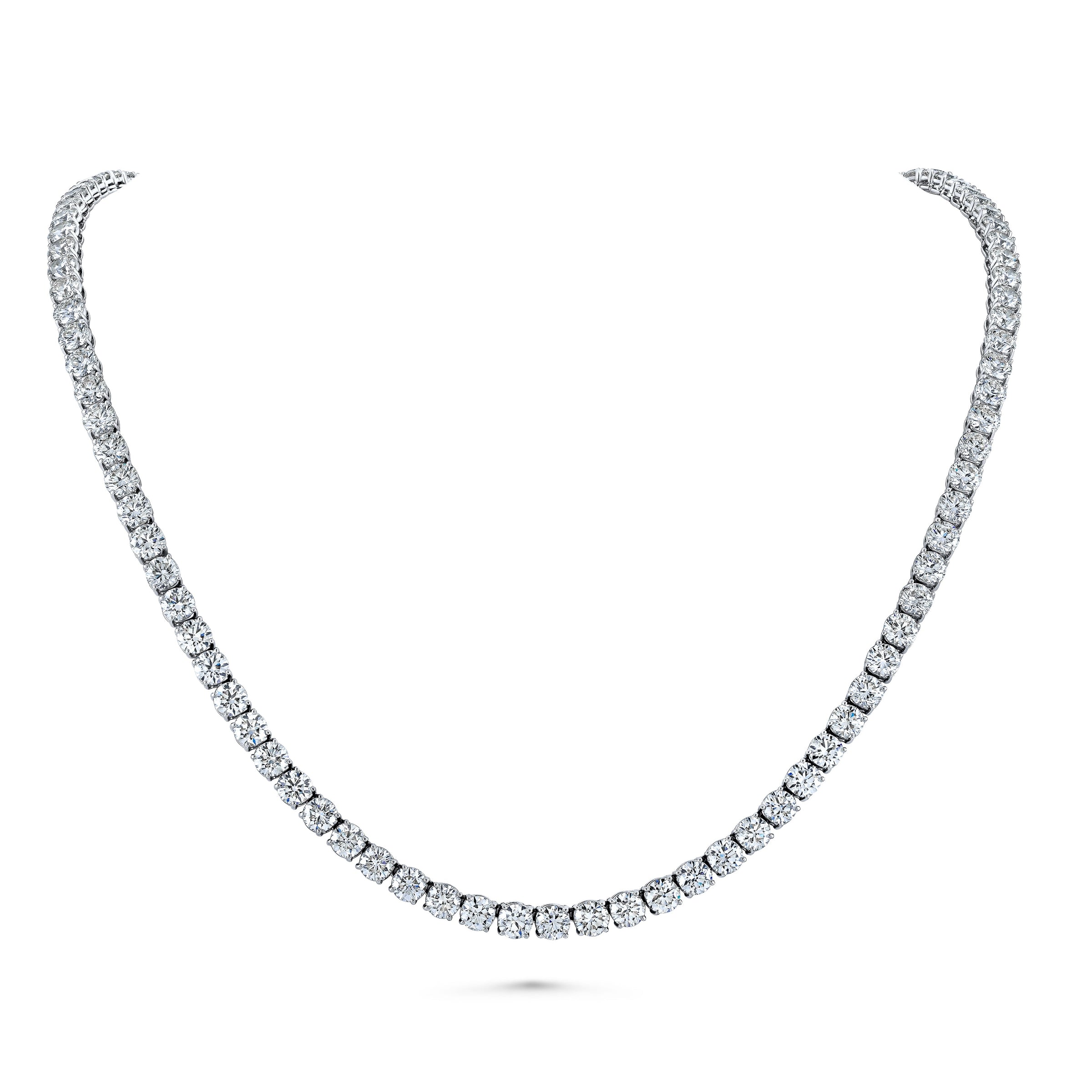 Straight Line 5.2mm Round Diamond 4-Prong Necklace