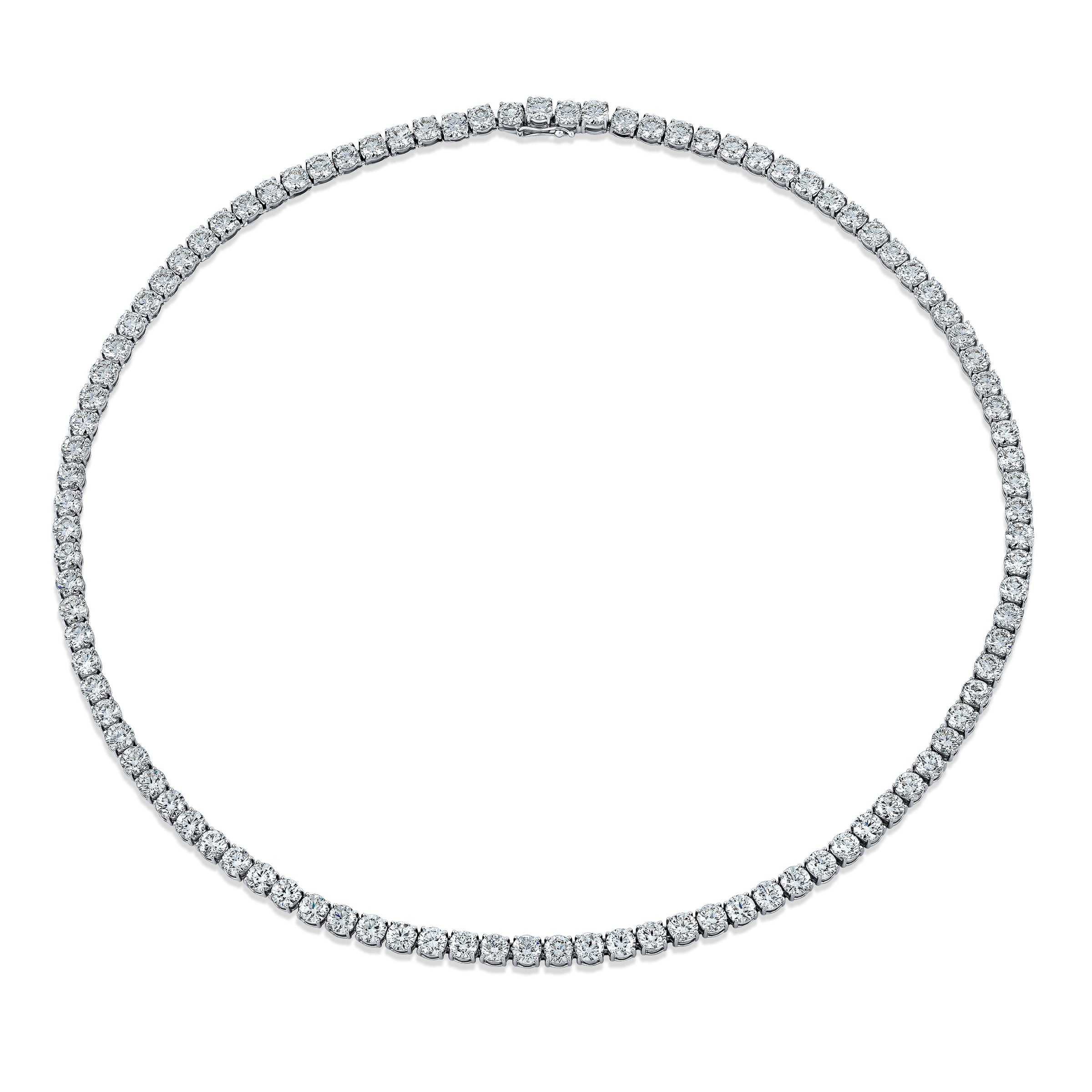Straight Line 5.2mm Round Diamond 4-Prong Necklace