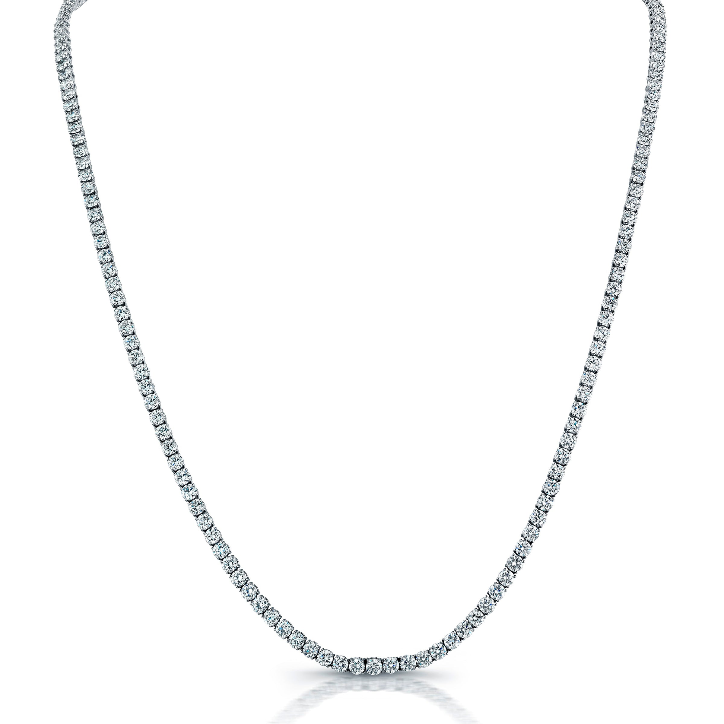 Classic Opera 4-Prong Round Diamond Necklace - White Gold